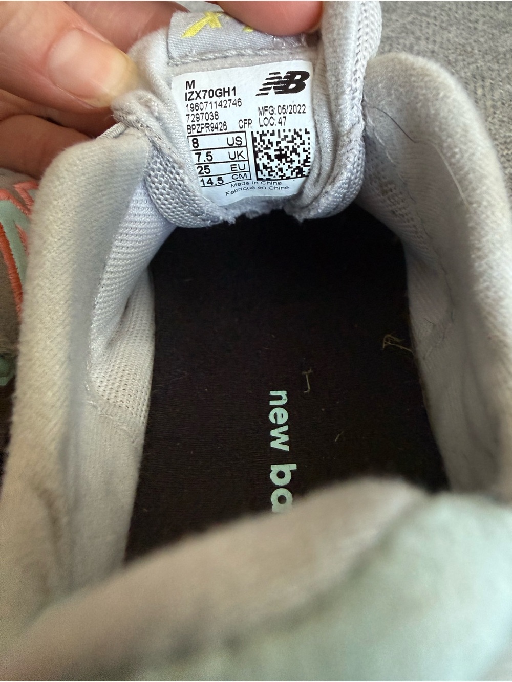 New Balance Kids Gray Sneakers with Coral & Mint Accents - Picture 5 of 5